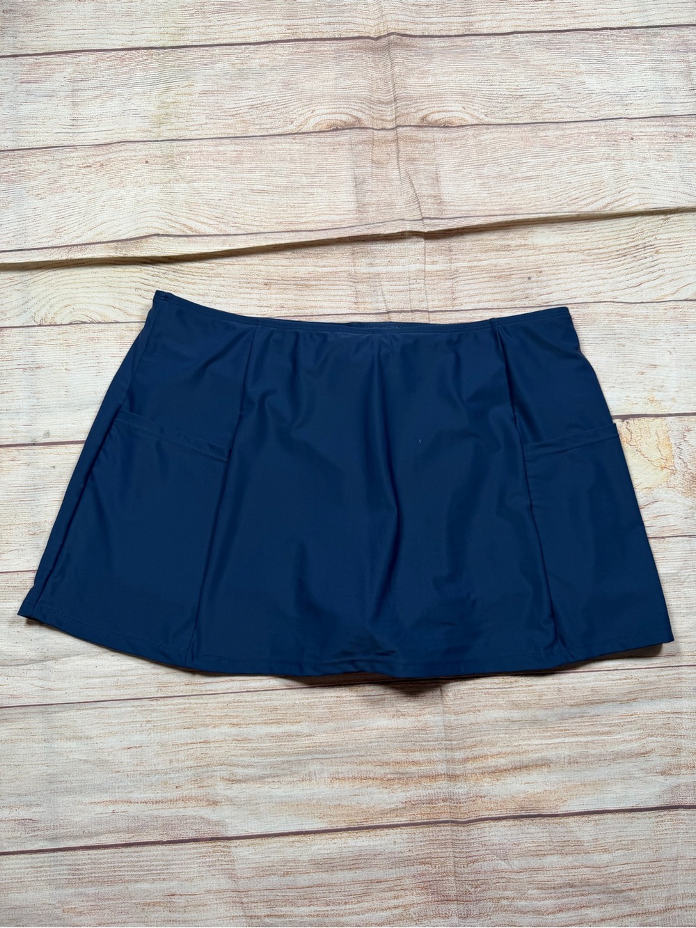 Ellen Tracy Navy Swim Skirt Bikini Bottom‎ with Pockets